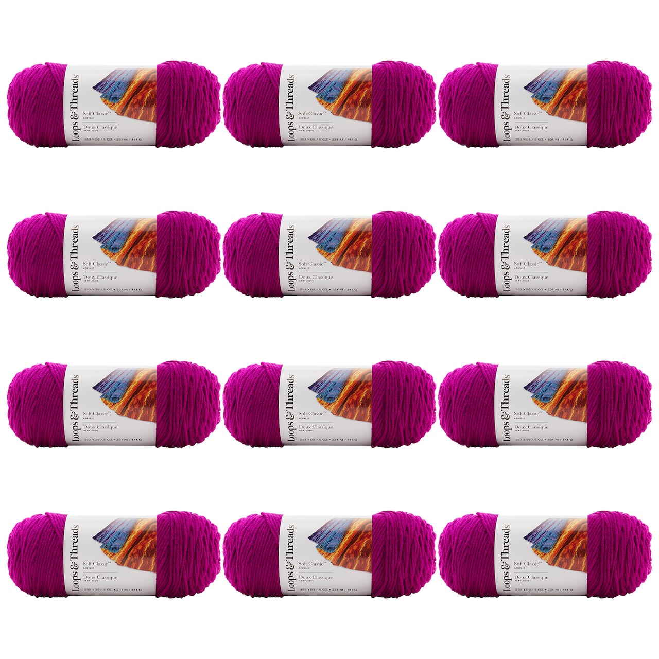 12 Pack: Soft Classic™ Neon Yarn by Loops & Threads®